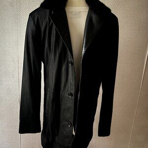 Prens Mens Black Notch Lapel Single Breasted Trench Coat Size Medium